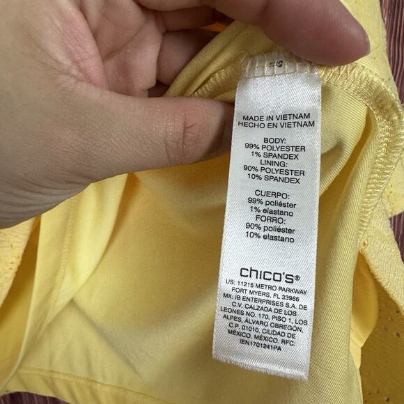 Chico's Womens Top Yellow Eyelet Embroidered 3/4 Sleeve Size 3 (XL) - Picture 6 of 6